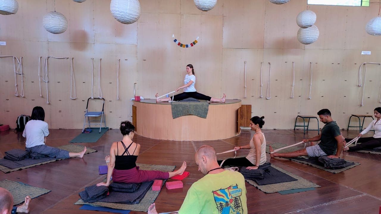 Students in 5-day yoga class at Dharamkot, Dharamshala